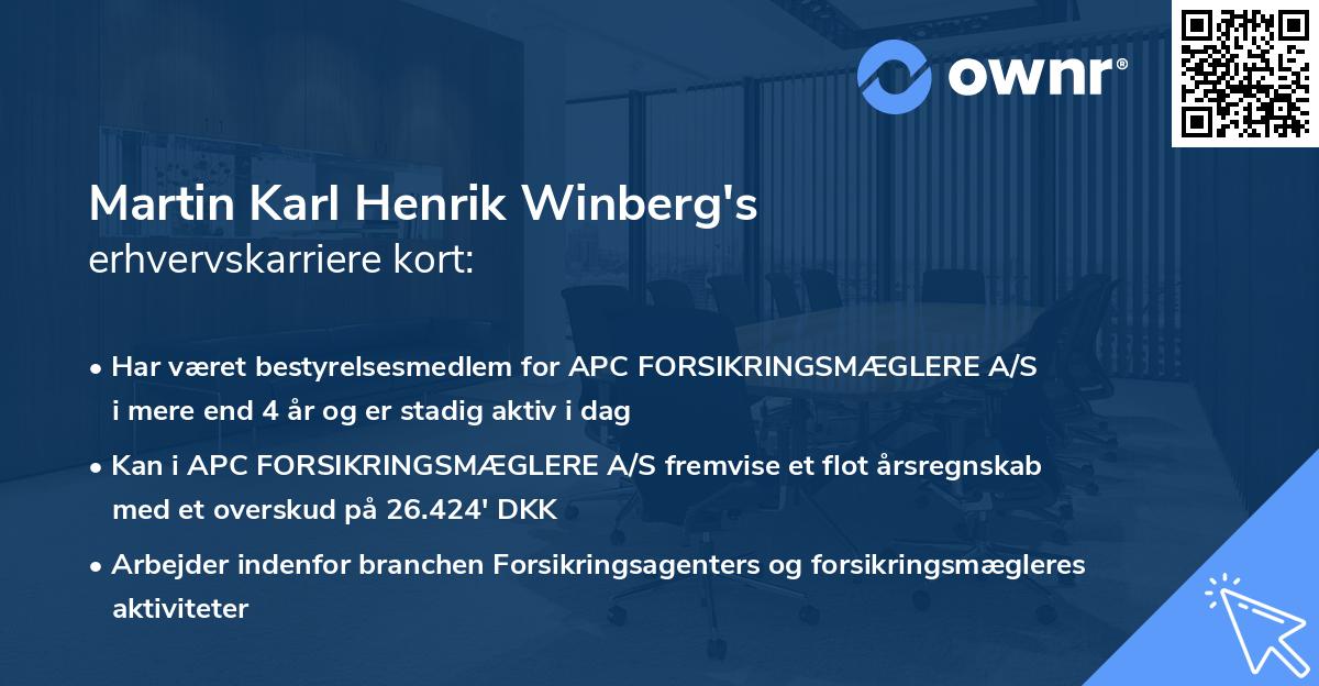 Martin Karl Henrik Winberg's erhvervskarriere kort