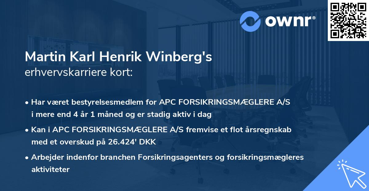 Martin Karl Henrik Winberg's erhvervskarriere kort
