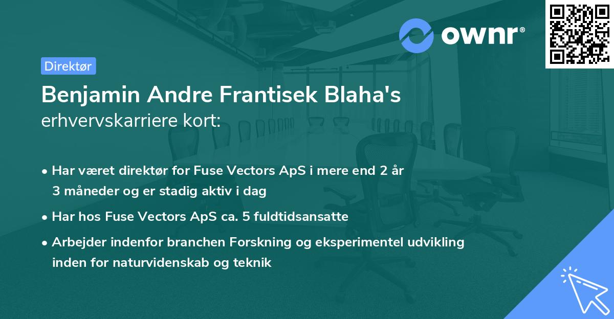 Benjamin Andre Frantisek Blaha's erhvervskarriere kort