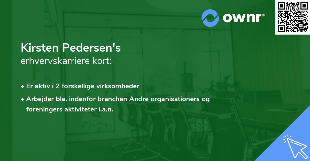 Kirsten Pedersen's erhvervskarriere kort