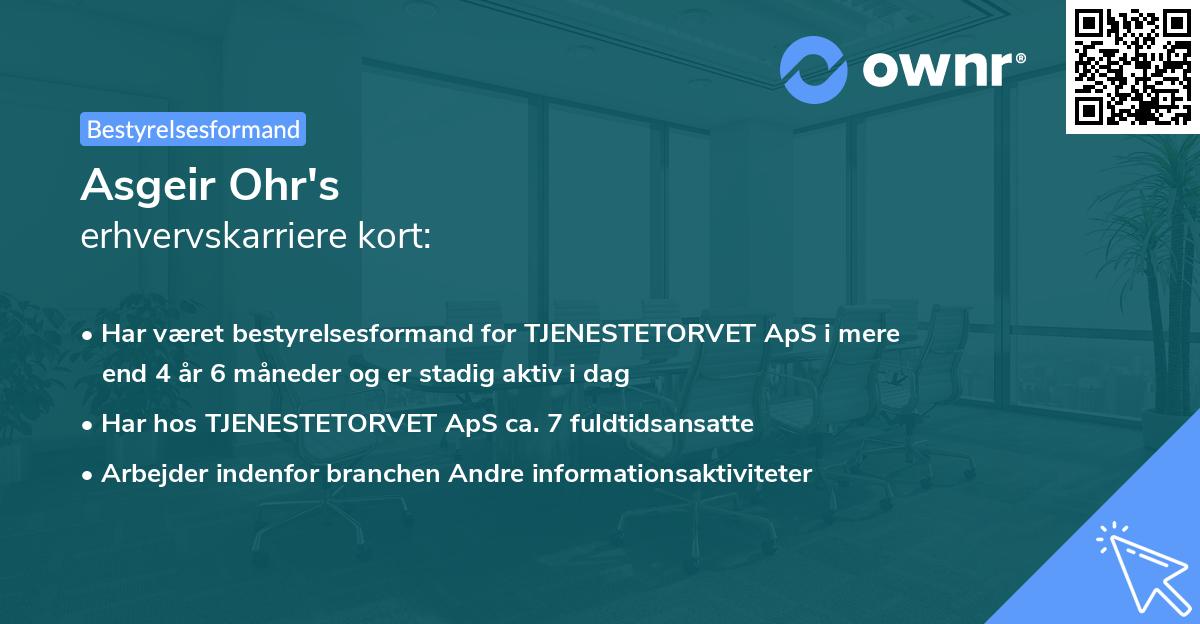 Asgeir Ohr's erhvervskarriere kort