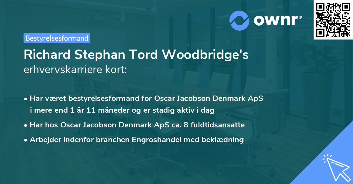 Richard Stephan Tord Woodbridge's erhvervskarriere kort