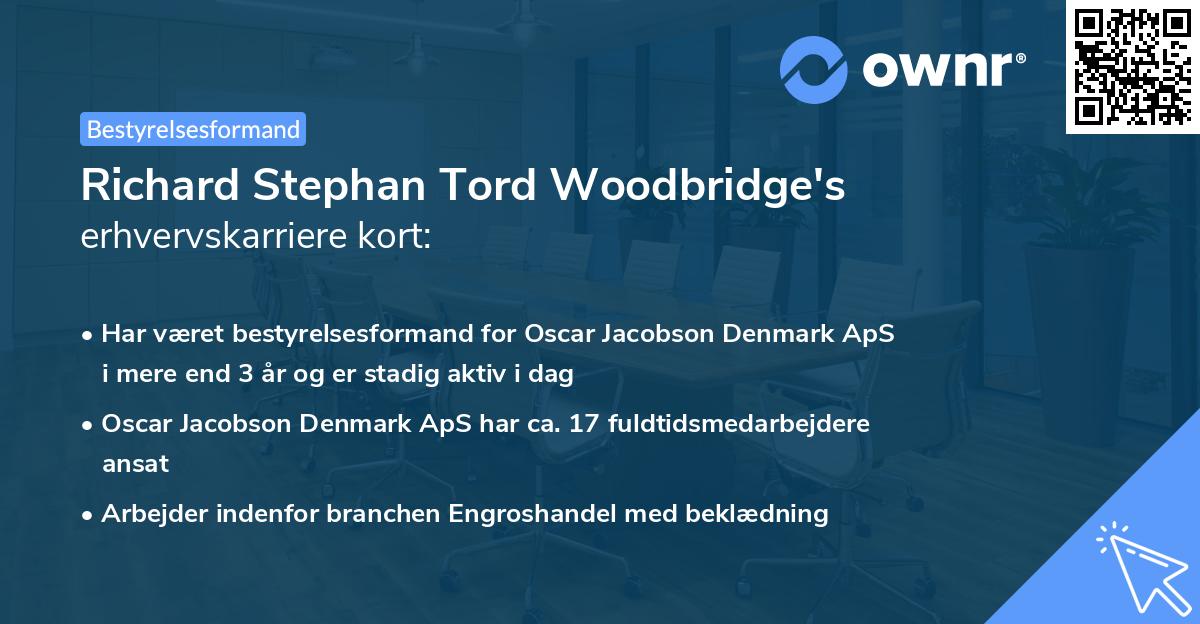 Richard Stephan Tord Woodbridge's erhvervskarriere kort
