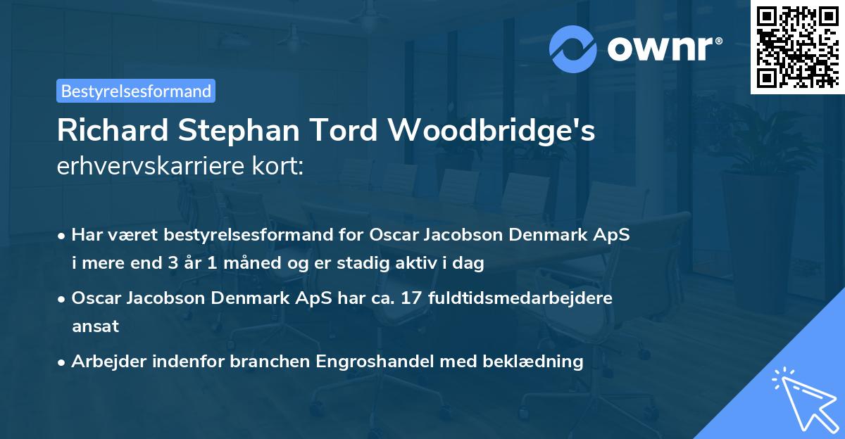 Richard Stephan Tord Woodbridge's erhvervskarriere kort
