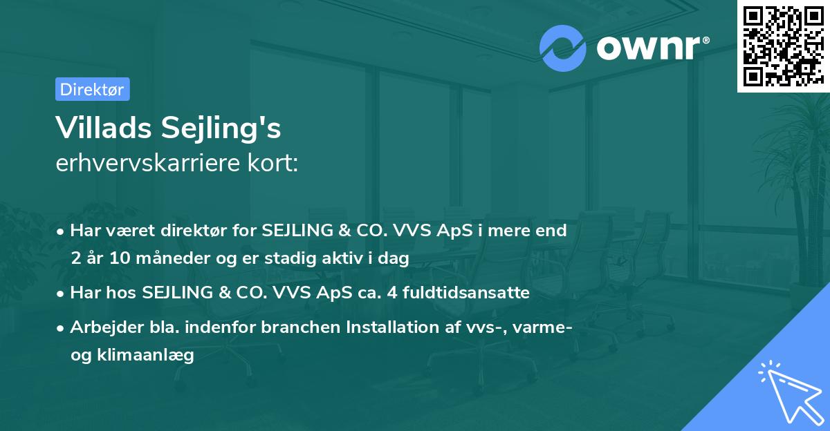 Villads Sejling's erhvervskarriere kort