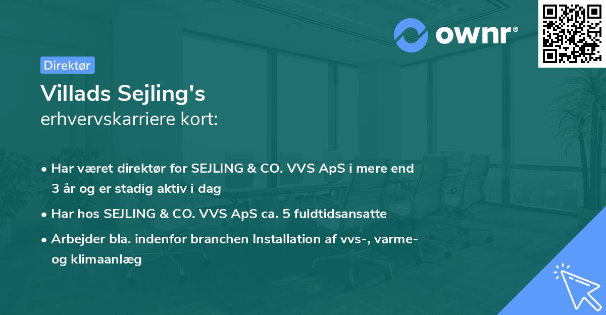 Villads Sejling's erhvervskarriere kort