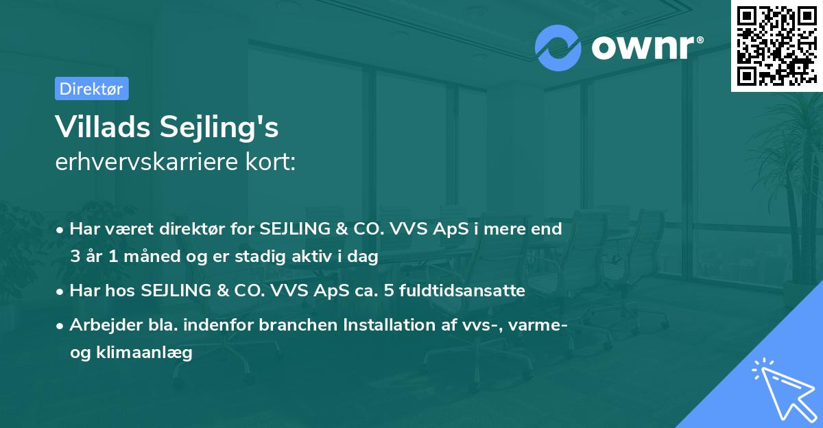 Villads Sejling's erhvervskarriere kort