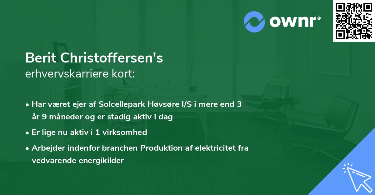 Berit Christoffersen's erhvervskarriere kort
