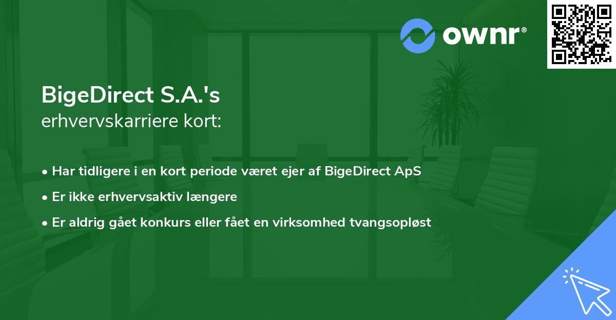 BigeDirect S.A.'s erhvervskarriere kort