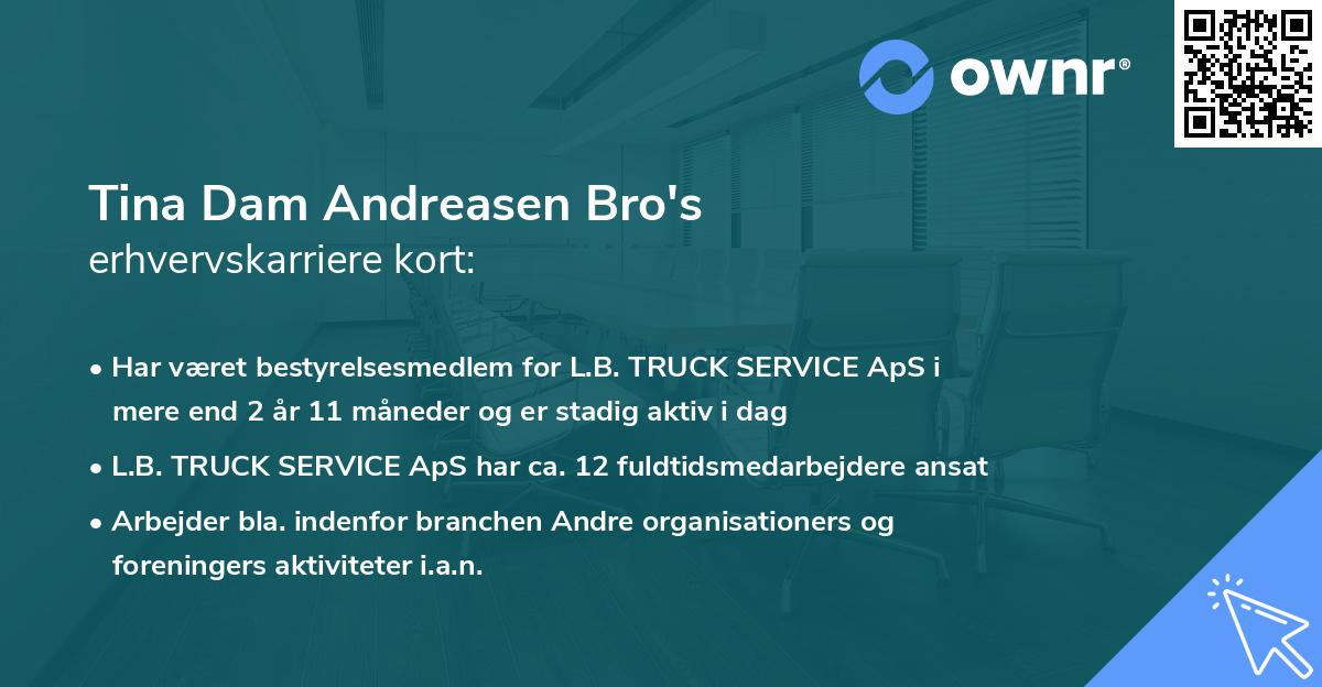 Tina Dam Andreasen Bro's erhvervskarriere kort