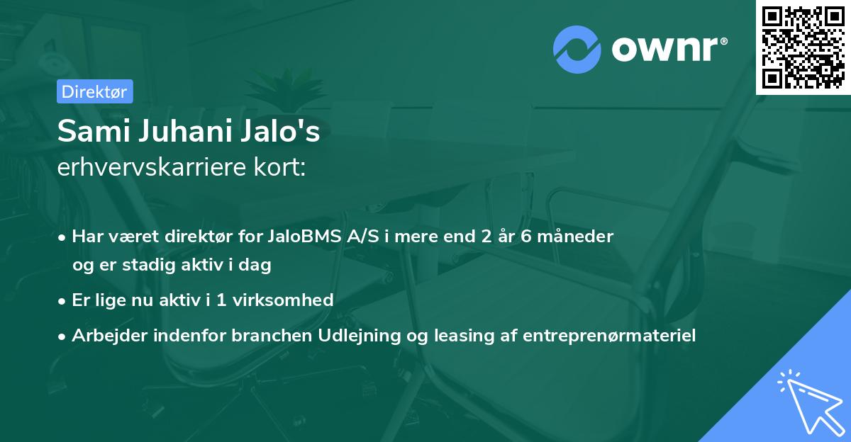 Sami Juhani Jalo's erhvervskarriere kort