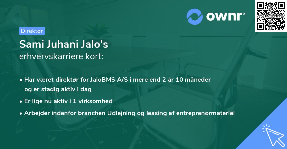 Sami Juhani Jalo's erhvervskarriere kort