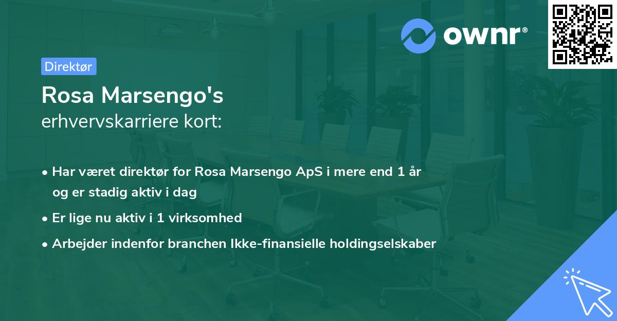 Rosa Marsengo's erhvervskarriere kort