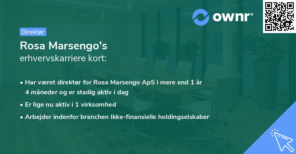 Rosa Marsengo's erhvervskarriere kort