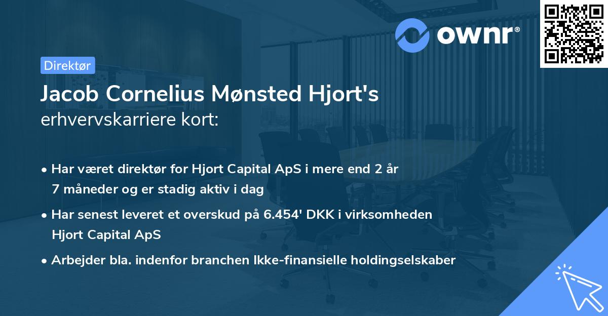 Jacob Cornelius Mønsted Hjort's erhvervskarriere kort