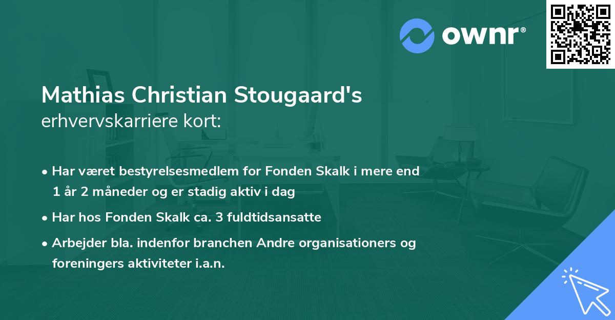 Mathias Christian Stougaard's erhvervskarriere kort