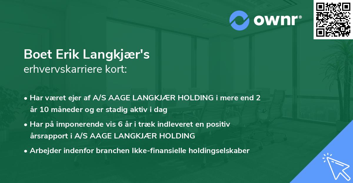 Boet Erik Langkjær's erhvervskarriere kort