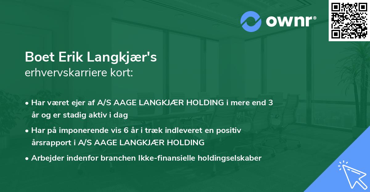 Boet Erik Langkjær's erhvervskarriere kort