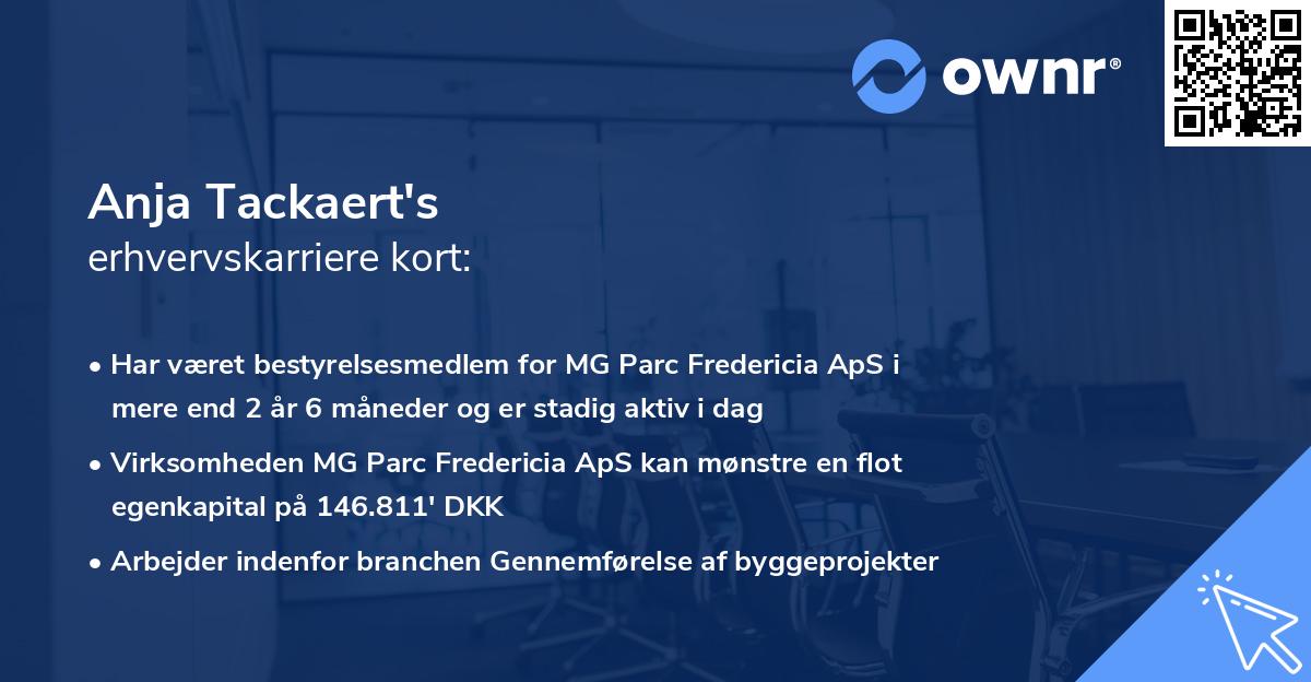 Anja Tackaert's erhvervskarriere kort