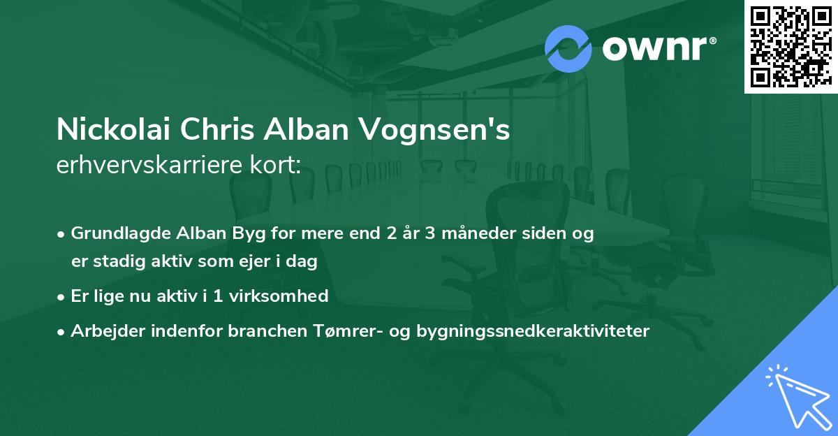 Nickolai Chris Alban Vognsen's erhvervskarriere kort
