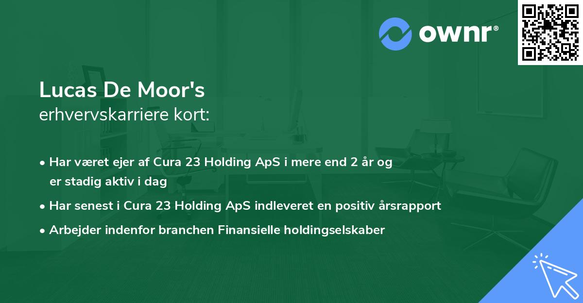 Lucas De Moor's erhvervskarriere kort