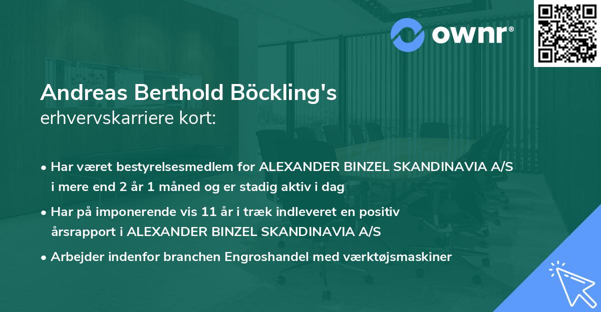 Andreas Berthold Böckling's erhvervskarriere kort