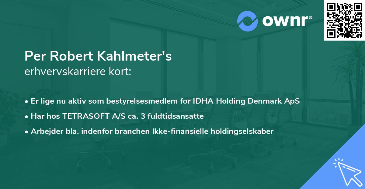 Per Robert Kahlmeter's erhvervskarriere kort