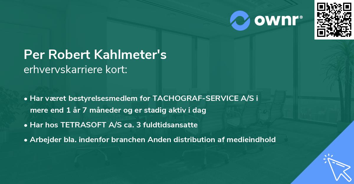 Per Robert Kahlmeter's erhvervskarriere kort