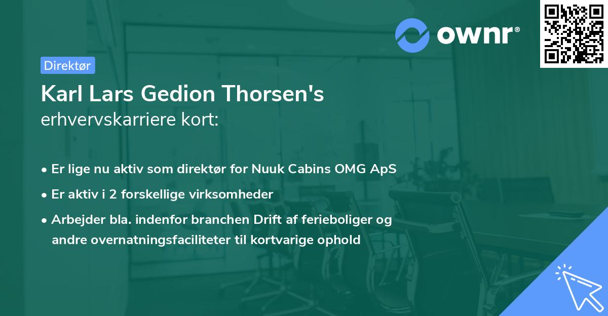 Karl Lars Gedion Thorsen's erhvervskarriere kort