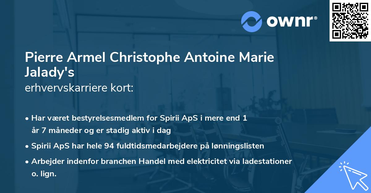 Pierre Armel Christophe Antoine Marie Jalady's erhvervskarriere kort