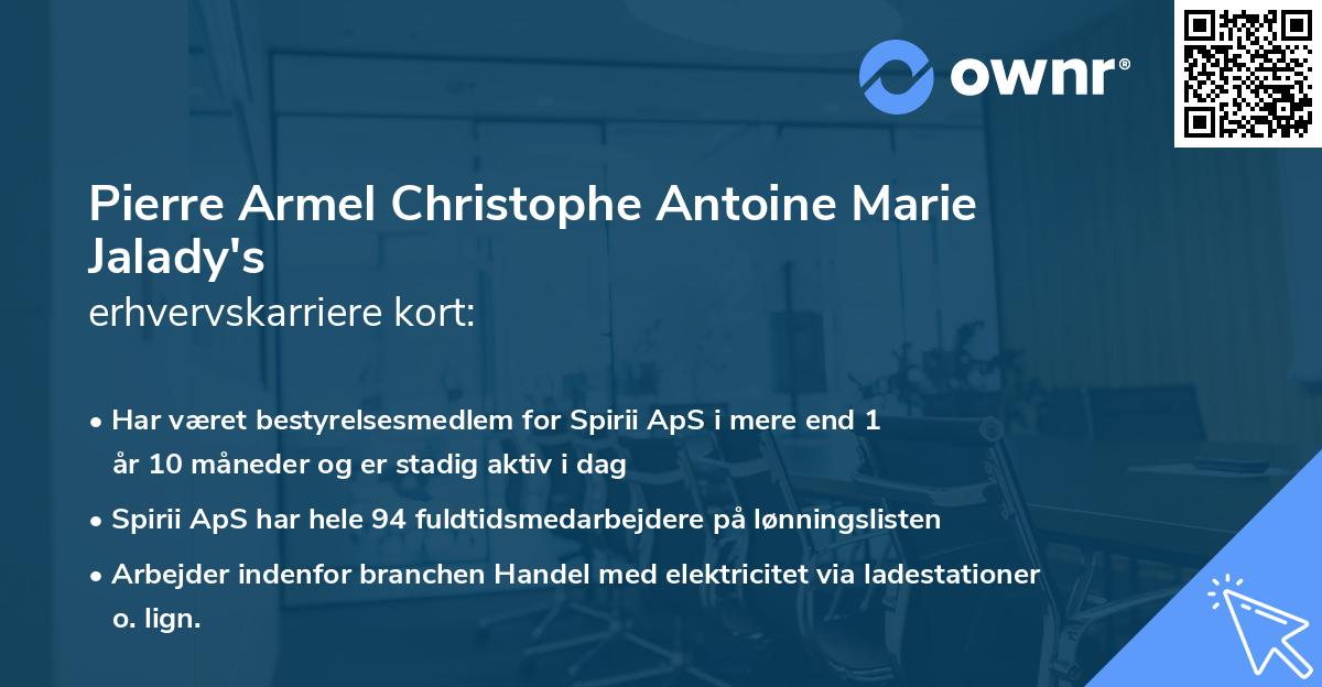 Pierre Armel Christophe Antoine Marie Jalady's erhvervskarriere kort
