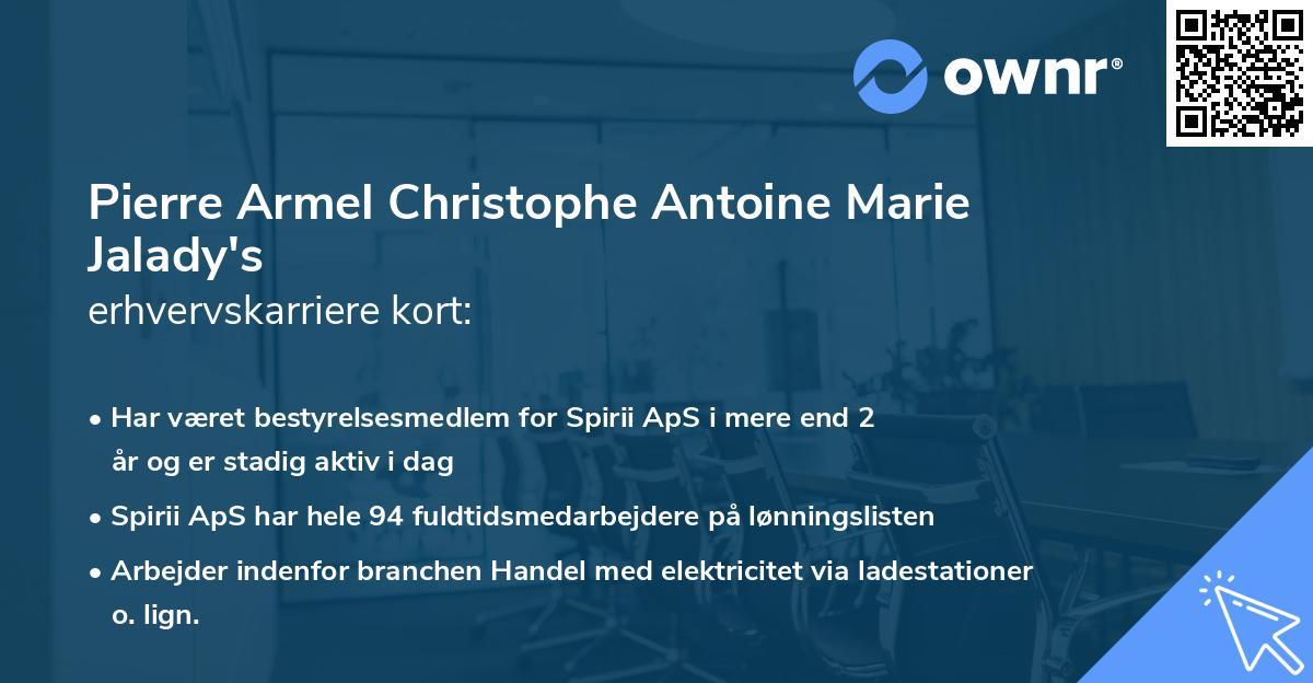Pierre Armel Christophe Antoine Marie Jalady's erhvervskarriere kort