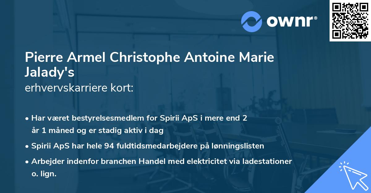 Pierre Armel Christophe Antoine Marie Jalady's erhvervskarriere kort