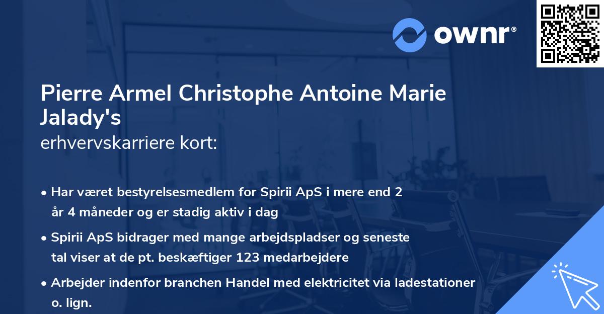 Pierre Armel Christophe Antoine Marie Jalady's erhvervskarriere kort