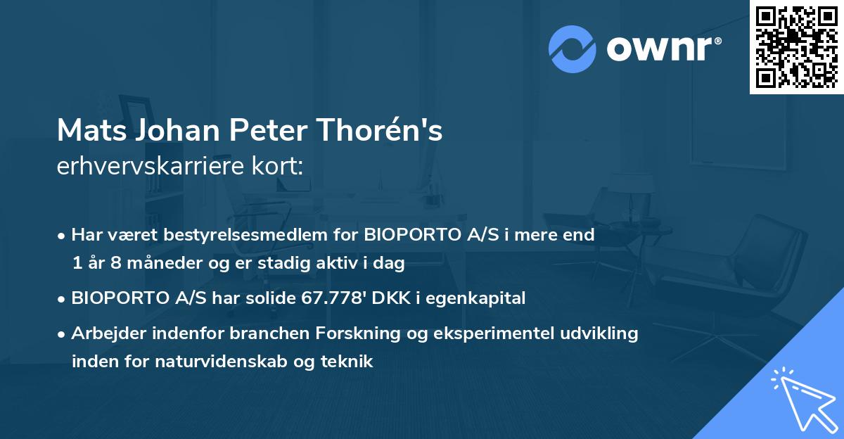 Mats Johan Peter Thorén's erhvervskarriere kort