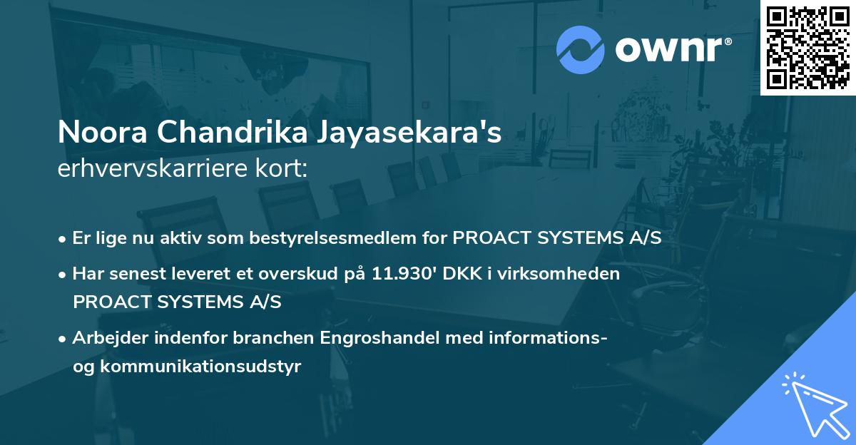 Noora Chandrika Jayasekara's erhvervskarriere kort