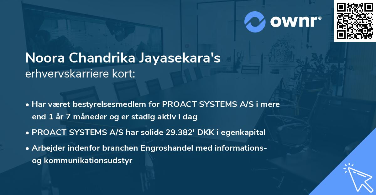 Noora Chandrika Jayasekara's erhvervskarriere kort