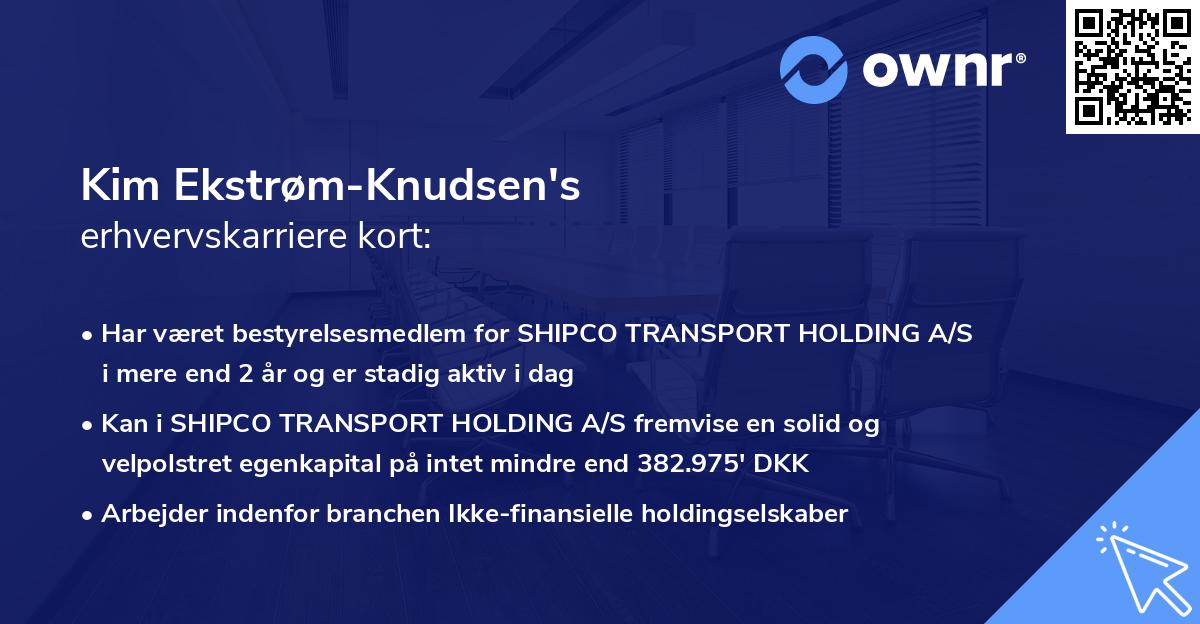 Kim Ekstrøm-Knudsen's erhvervskarriere kort
