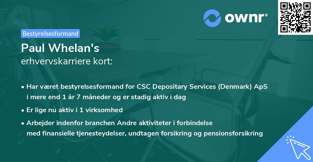 Paul Whelan's erhvervskarriere kort