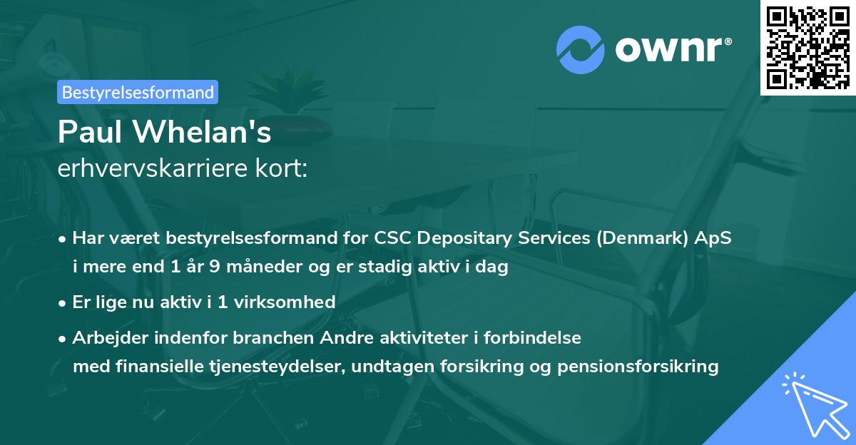 Paul Whelan's erhvervskarriere kort