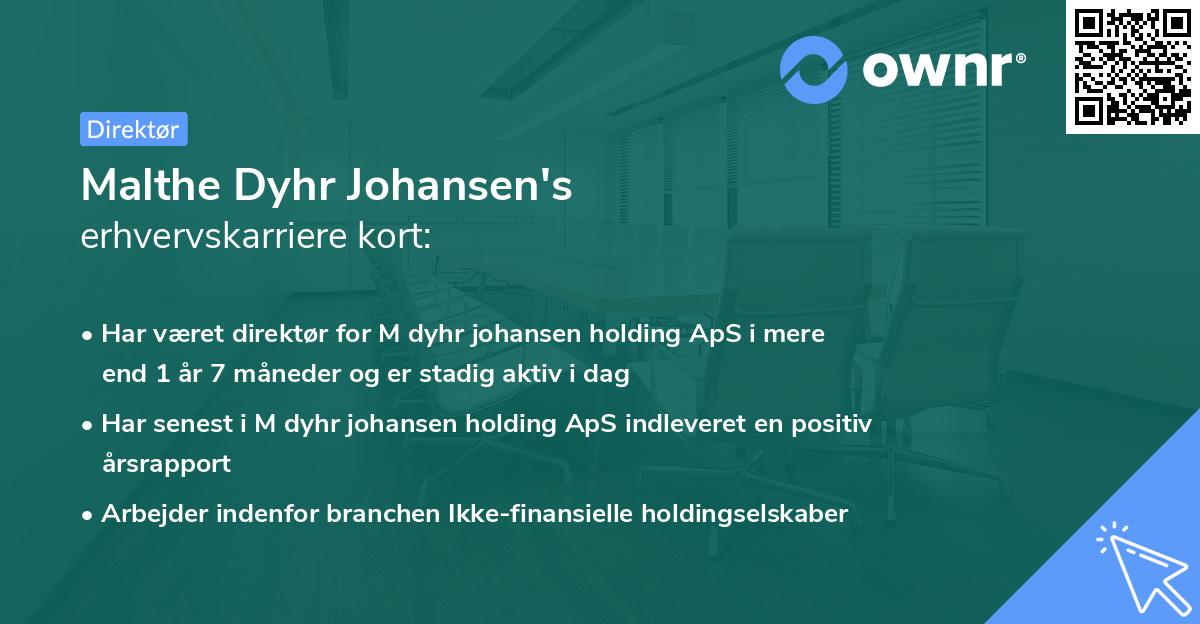 Malthe Dyhr Johansen's erhvervskarriere kort