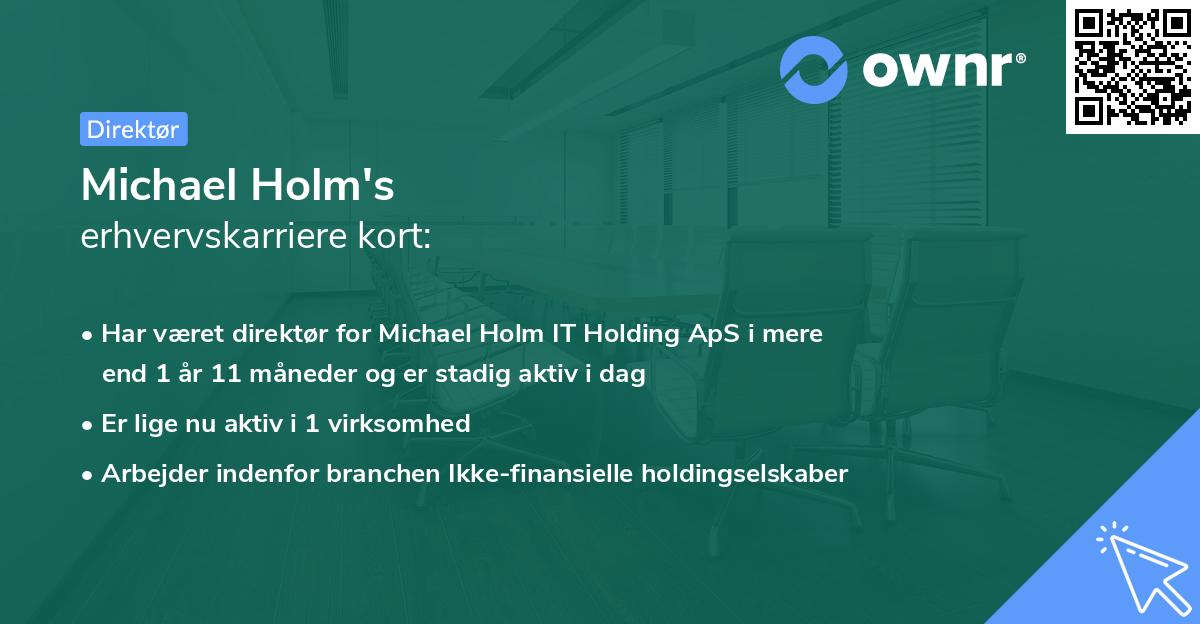 Michael Holm's erhvervskarriere kort