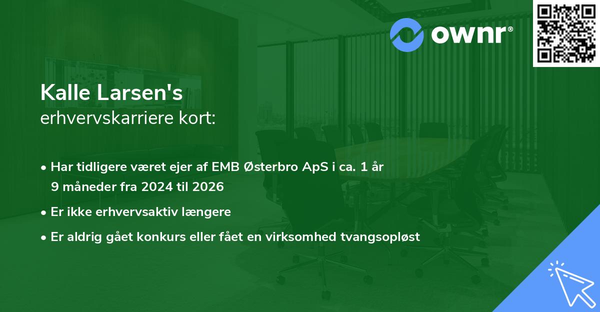Kalle Larsen's erhvervskarriere kort