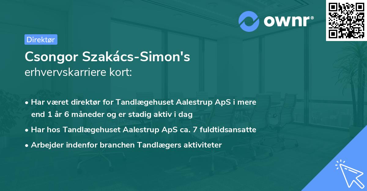 Csongor Szakács-Simon's erhvervskarriere kort