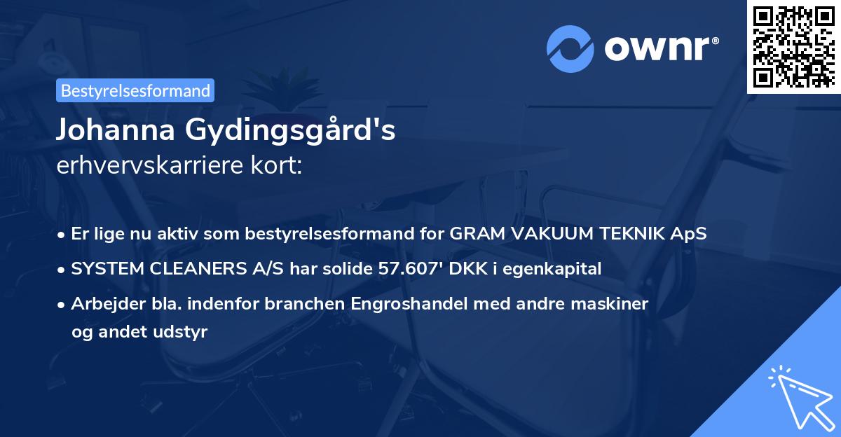 Johanna Gydingsgård's erhvervskarriere kort