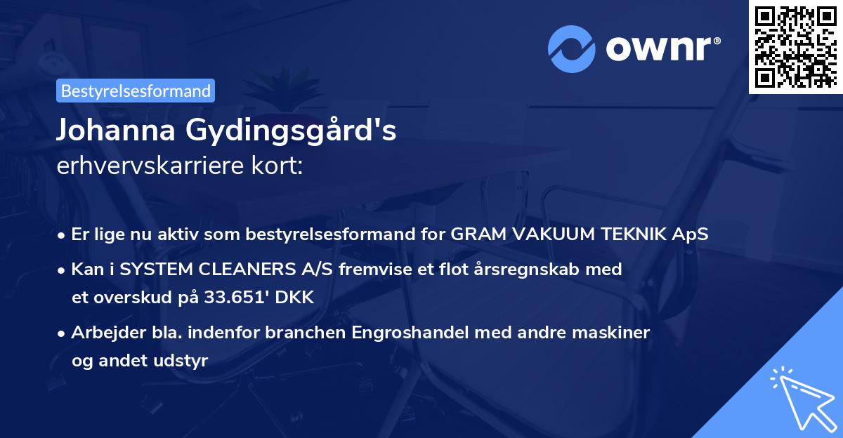 Johanna Gydingsgård's erhvervskarriere kort
