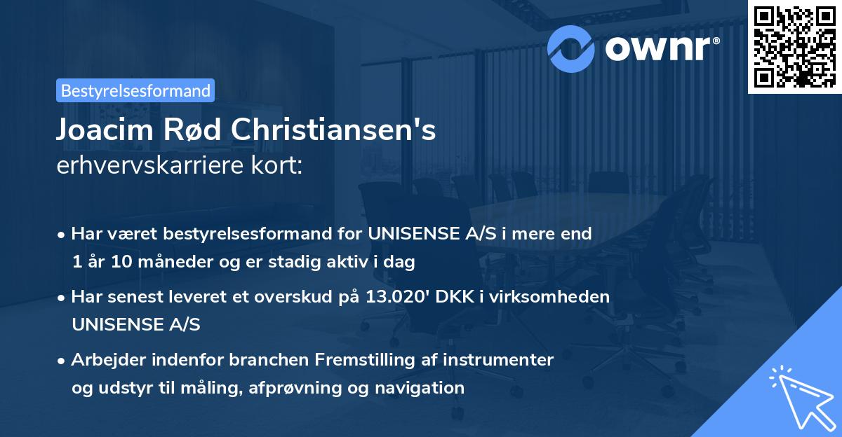 Joacim Rød Christiansen's erhvervskarriere kort