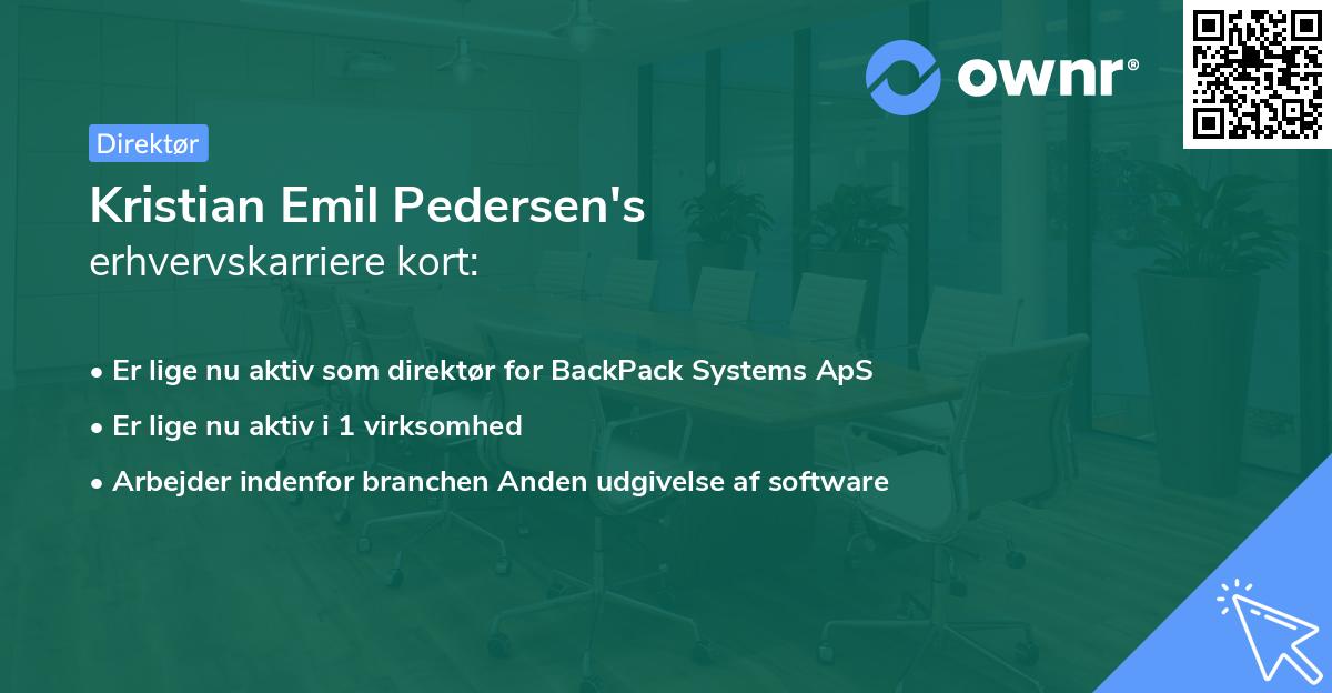 Kristian Emil Pedersen's erhvervskarriere kort