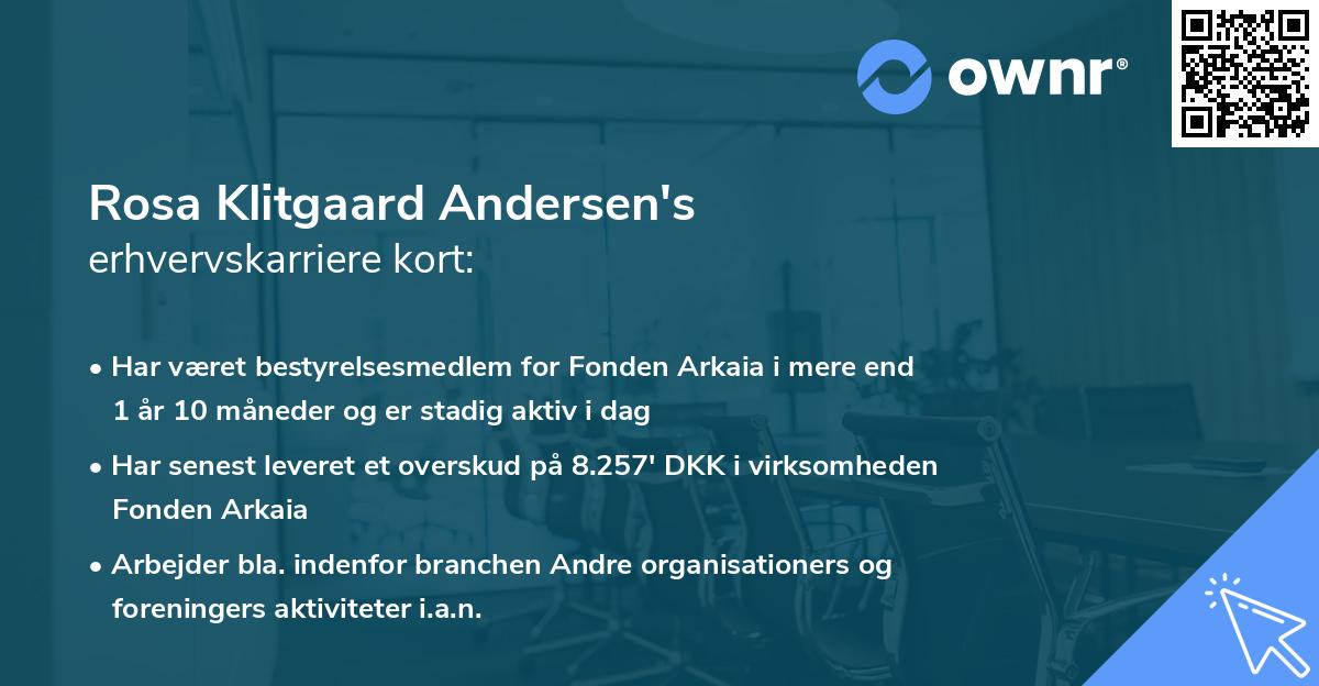 Rosa Klitgaard Andersen's erhvervskarriere kort