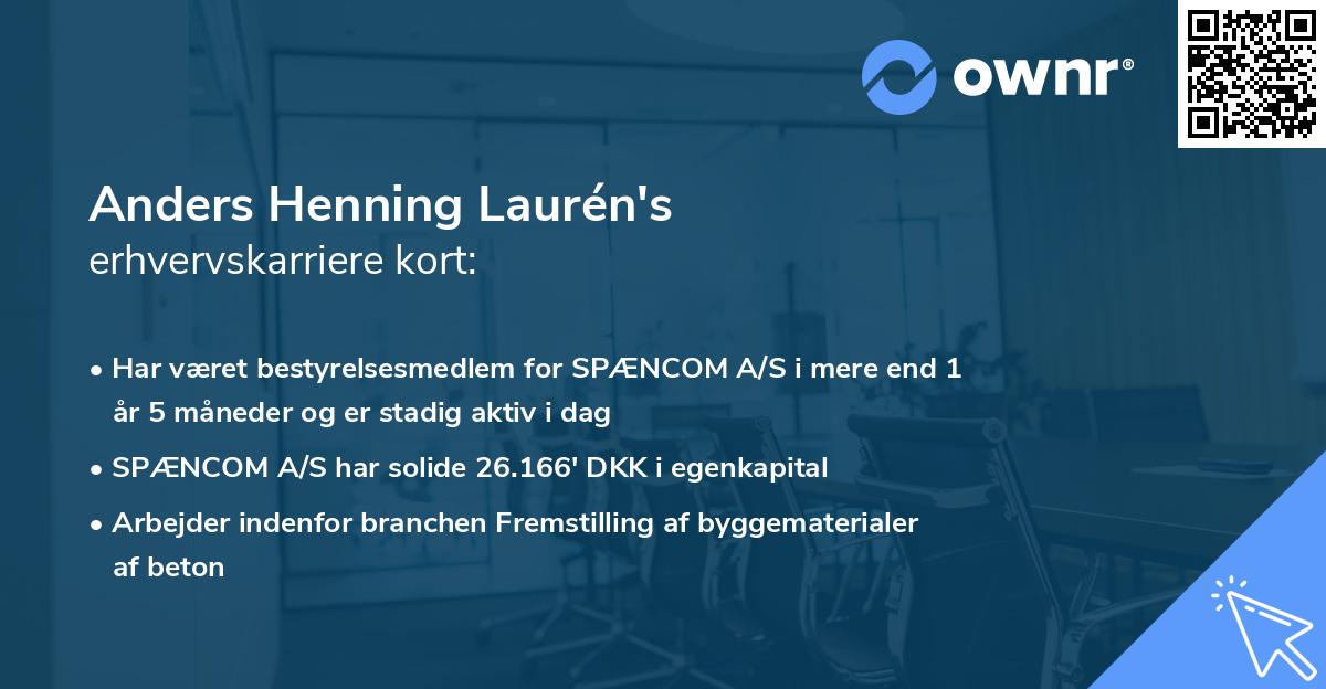 Anders Henning Laurén's erhvervskarriere kort